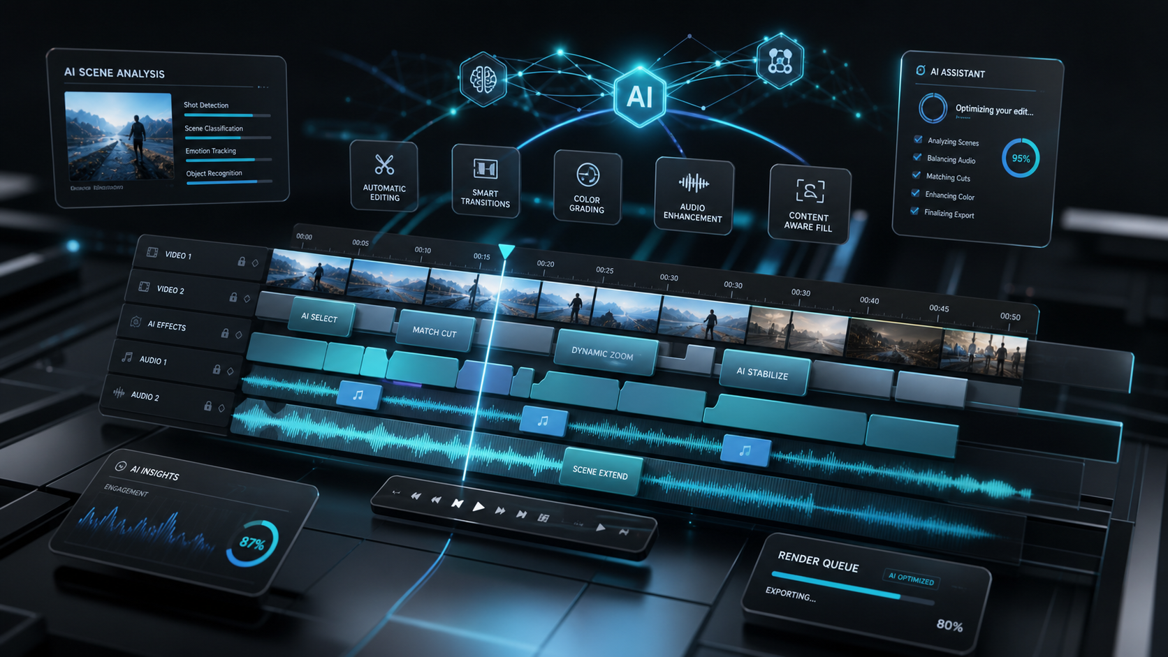 Professional video post-production workflow with AI editing